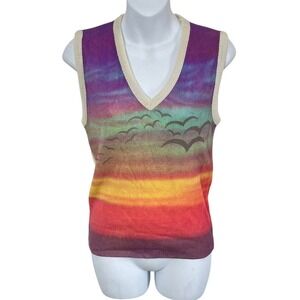 Dimension Milford Sweater Vest Womens Medium Multicolor Vintage Sunset